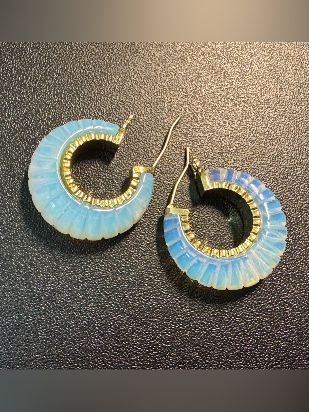 LOEFFLER RANDALL BERNADINE Stone Hoop Earrings in Moonstone / Gold